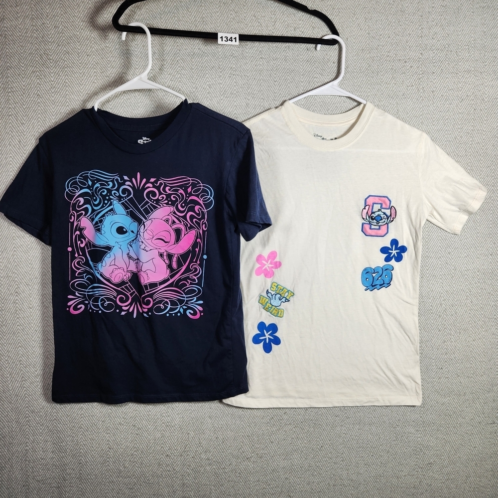 Disney Kids XS Lilo & Stitch Graphic T-Shirts - Navy and Cream